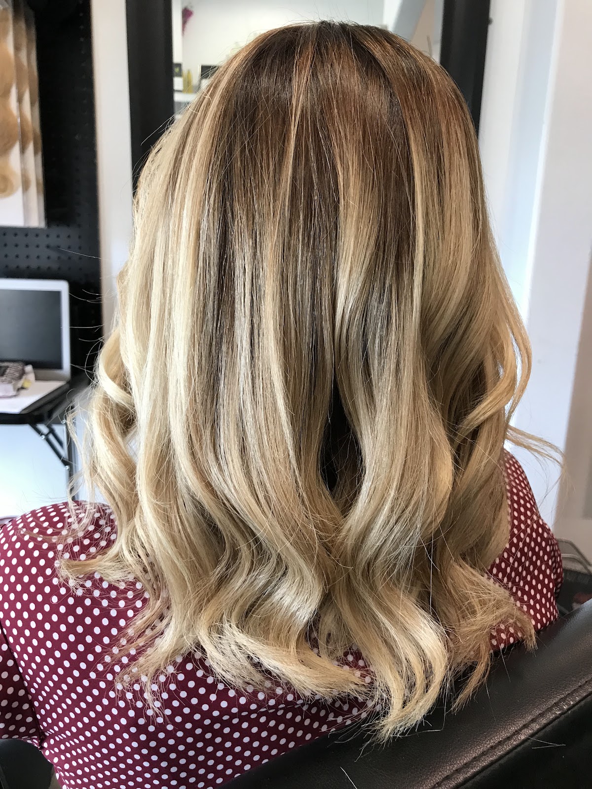 Blonde balayage blowout at Adry's Salon & Spa, Davie